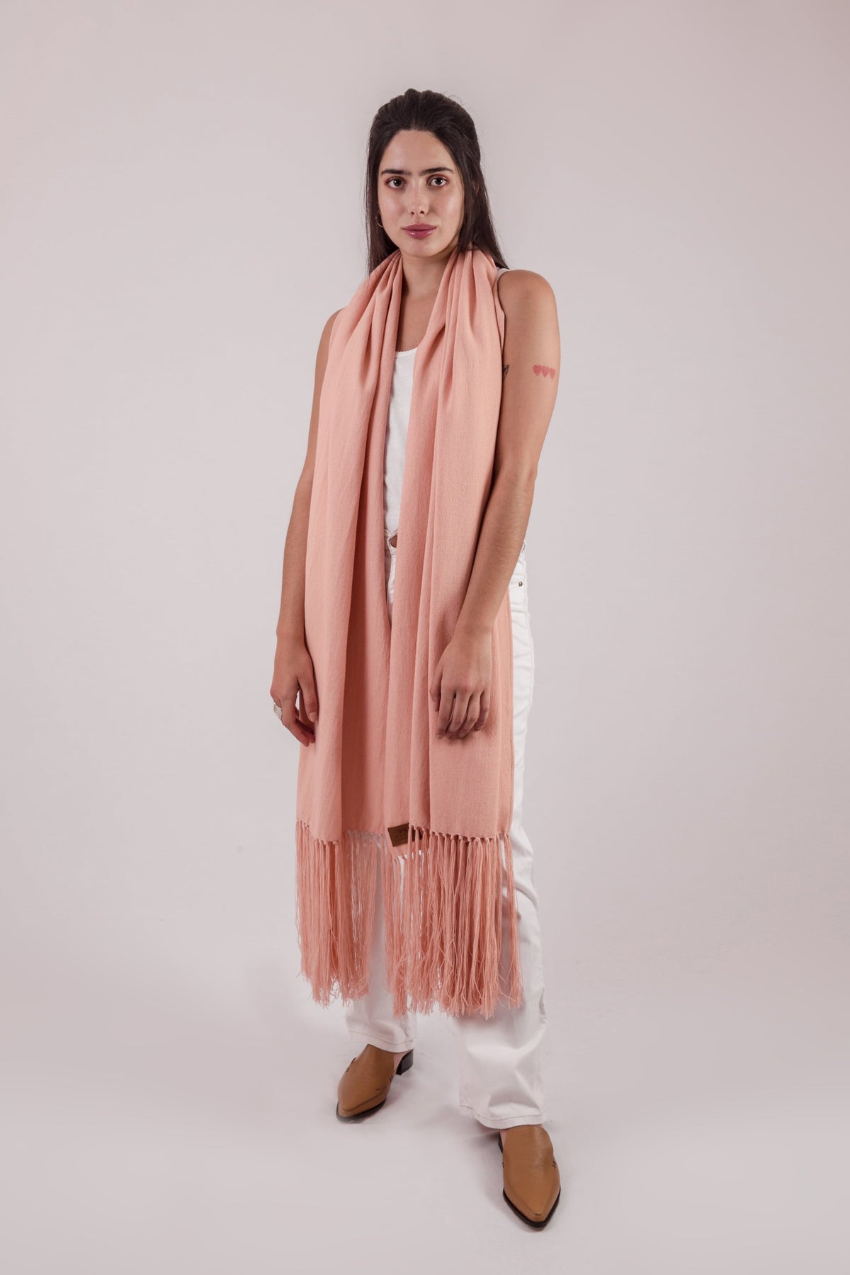 Iris: bufanda XL de algodón en rosa | TASHAY