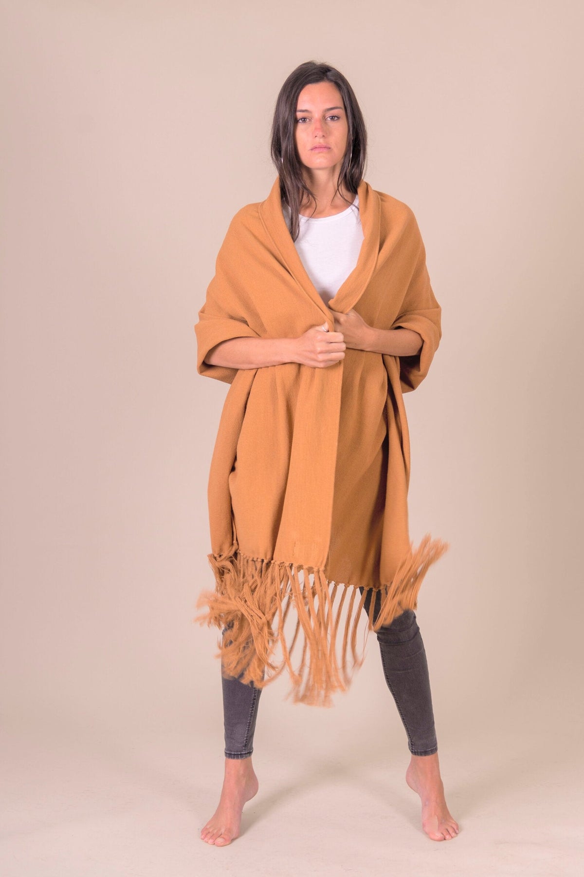 Iris: bufanda XL de algodón en caramelo | TASHAY